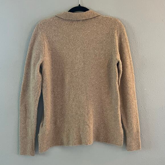 J.Crew Extra-Soft Collared V-Neck Sweater Women’s XS Beige Tan Pullover Wool - Picture 2 of 5